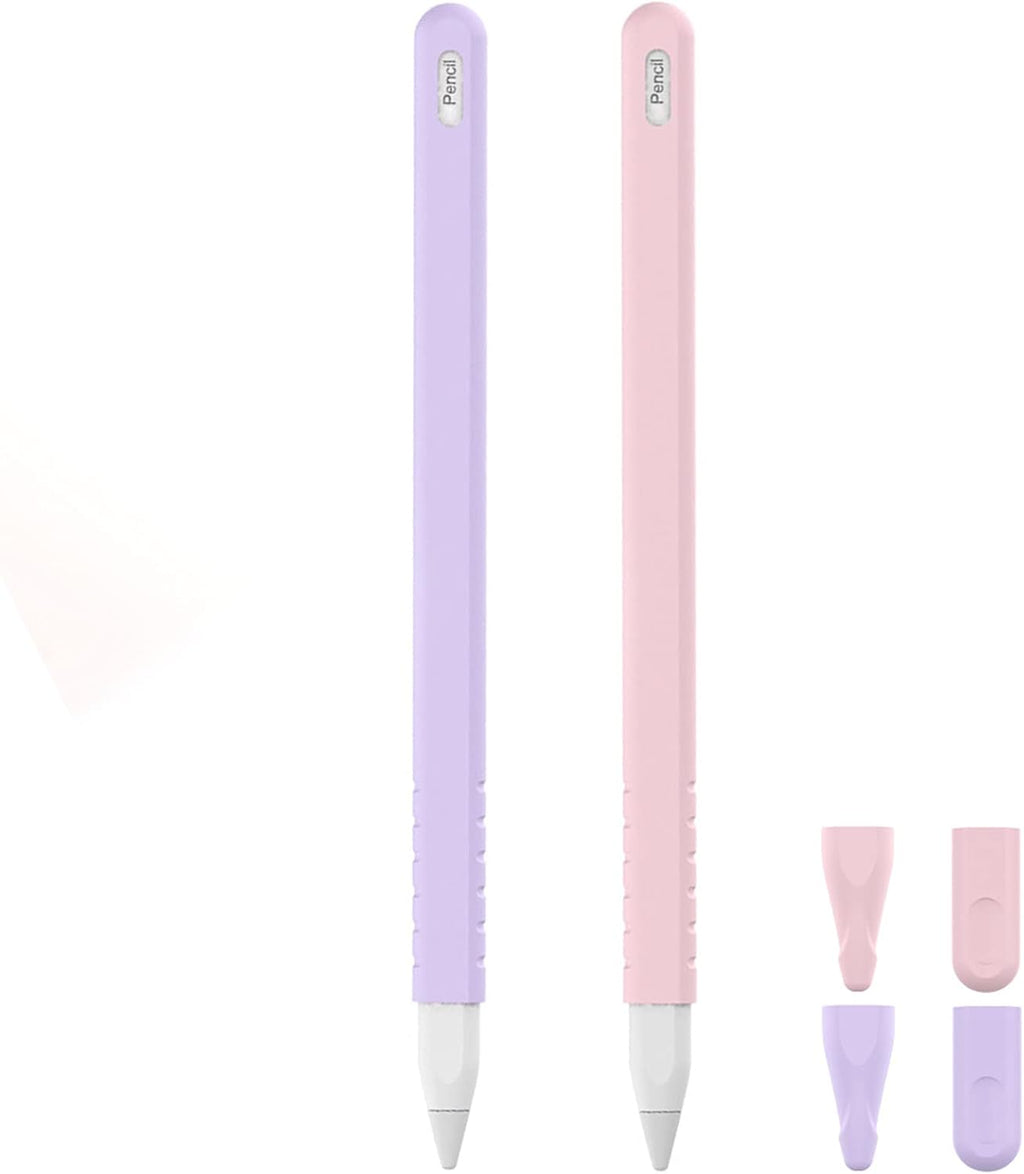 Apple Pencil 2nd Gen Case, Apple Pencil Cover, Protective Silicone Sleeve for Apple Pencil 2nd Generation (Pink + Purple)