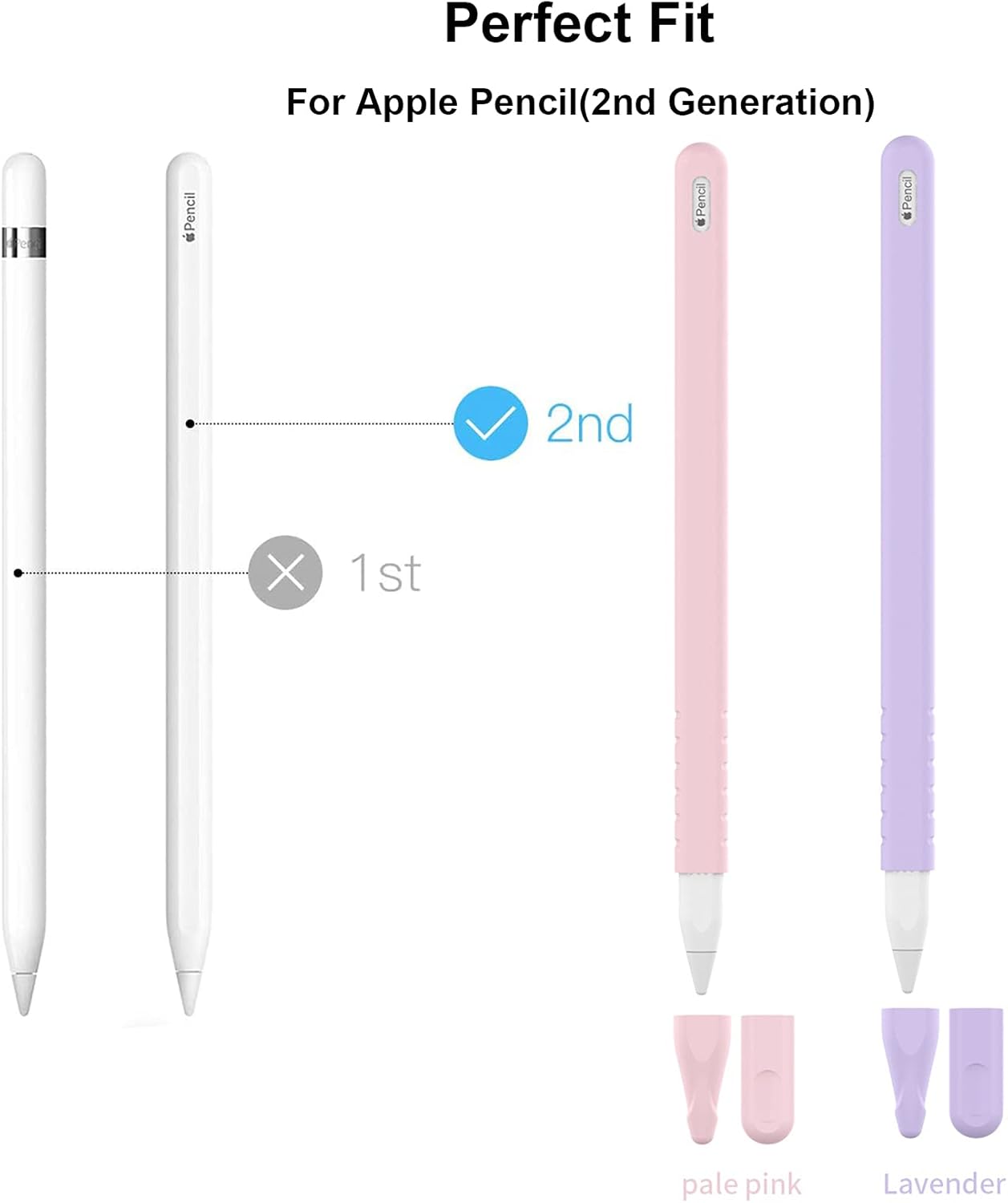 Apple Pencil 2nd Gen Case, Apple Pencil Cover, Protective Silicone Sleeve for Apple Pencil 2nd Generation (Pink + Purple)
