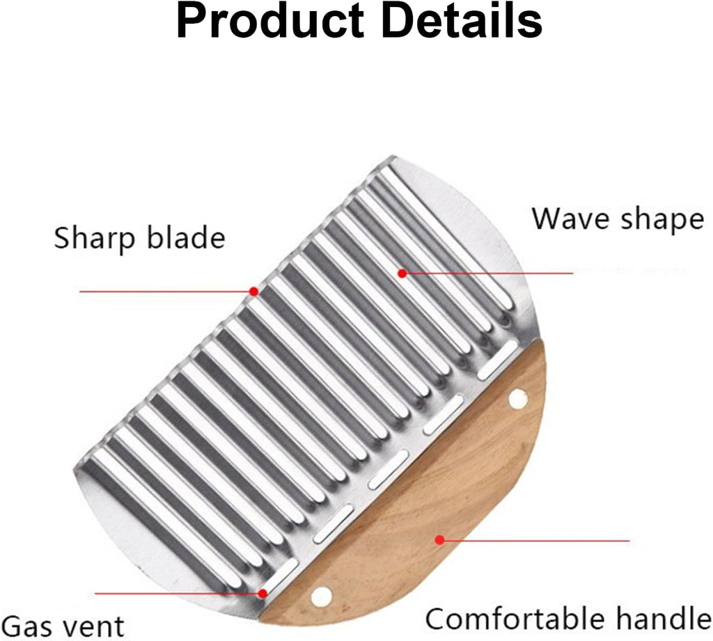 Stainless Steel Wave Cutter, Wave Knife Potato Cutter for Potatoes, Crinkle, French Fries and Fruits, Vegetable Blade with Scalloped Edge