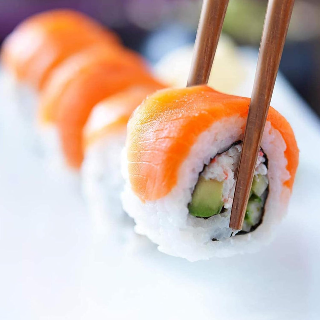 5 Pairs Chopsticks, Natural Wood Reusable Chopsticks Set with Luxurious Black Handmade Box for Sushi, Noodle, Rice, Ramen