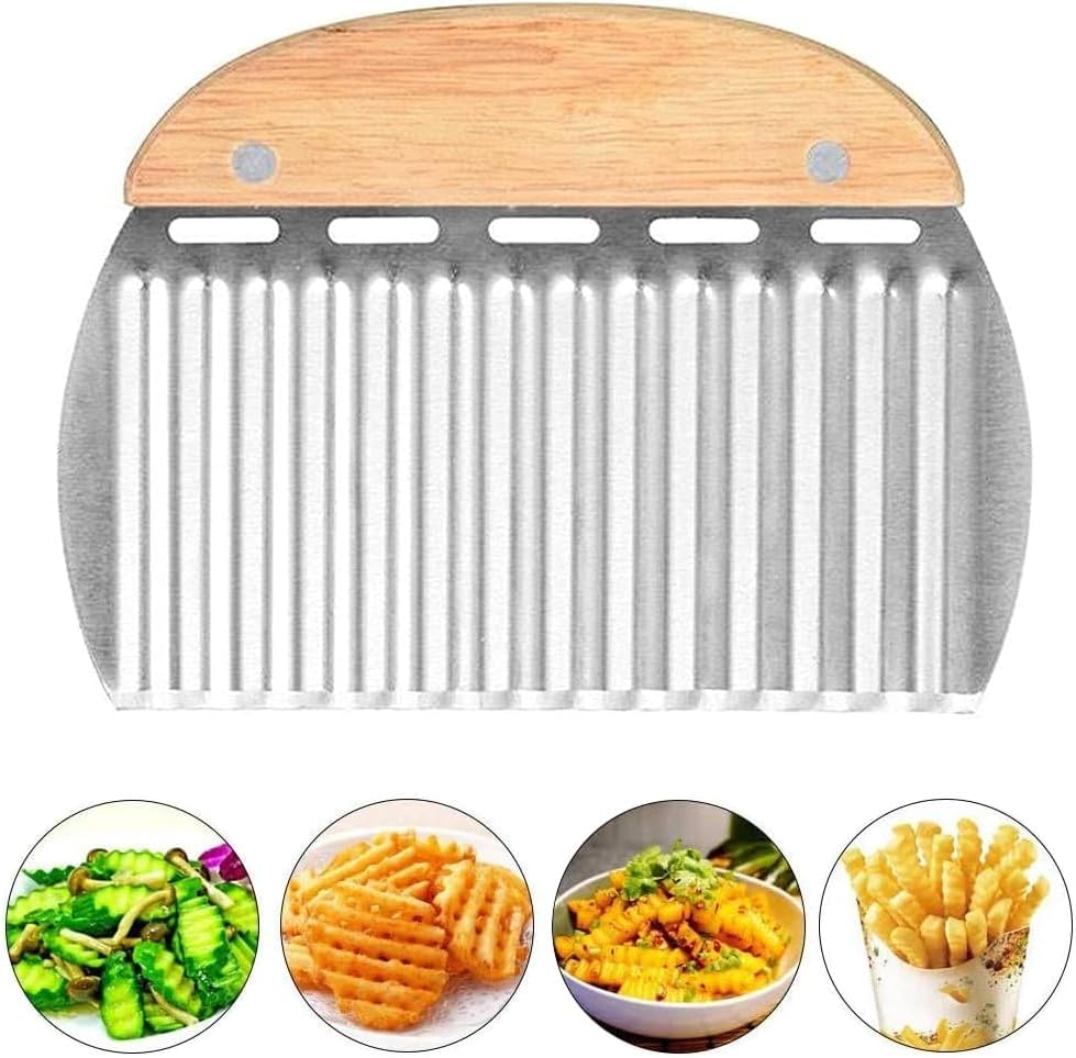 Stainless Steel Wave Cutter, Wave Knife Potato Cutter for Potatoes, Crinkle, French Fries and Fruits, Vegetable Blade with Scalloped Edge