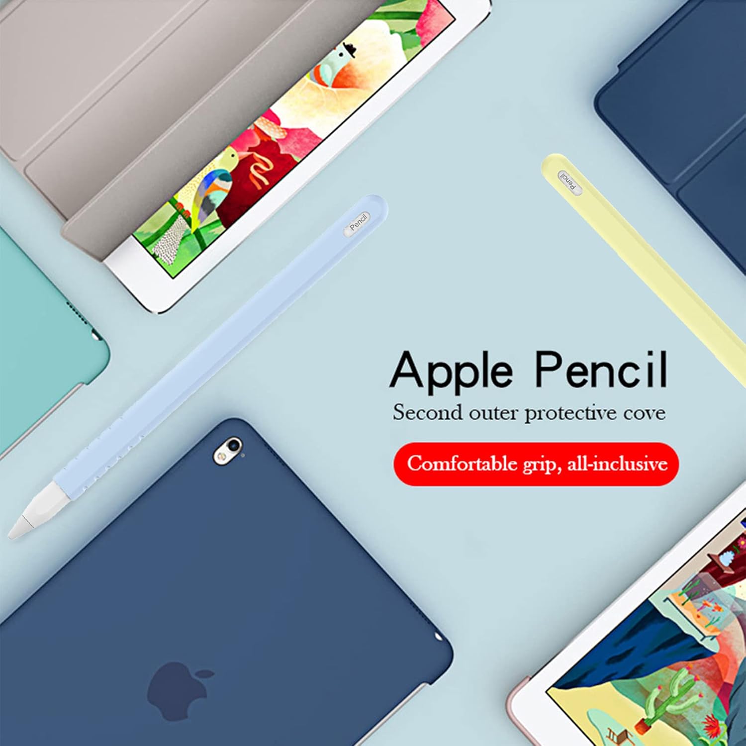 Apple Pencil 2nd Gen Case, Apple Pencil Cover, Protective Silicone Sleeve for Apple Pencil 2nd Generation (Pink + Purple)