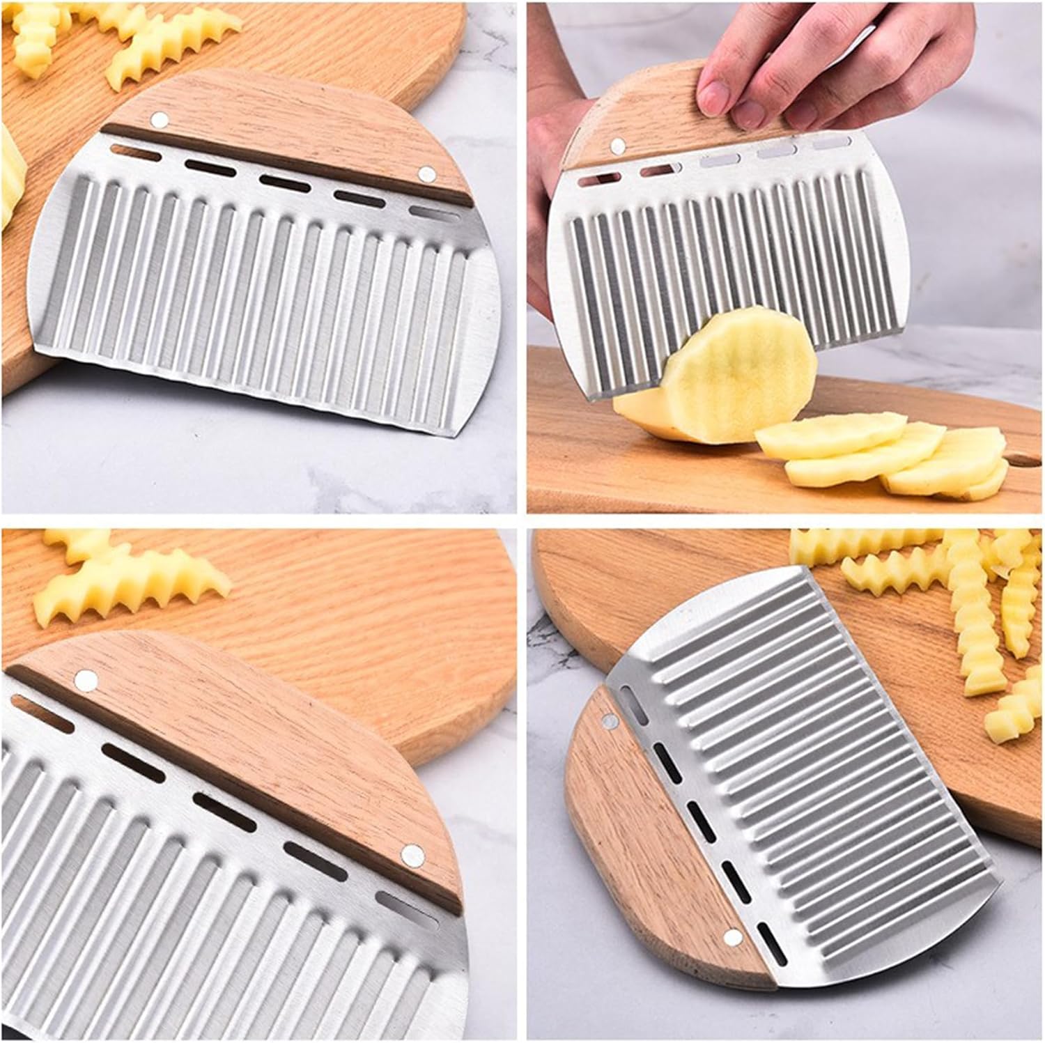Stainless Steel Wave Cutter, Wave Knife Potato Cutter for Potatoes, Crinkle, French Fries and Fruits, Vegetable Blade with Scalloped Edge